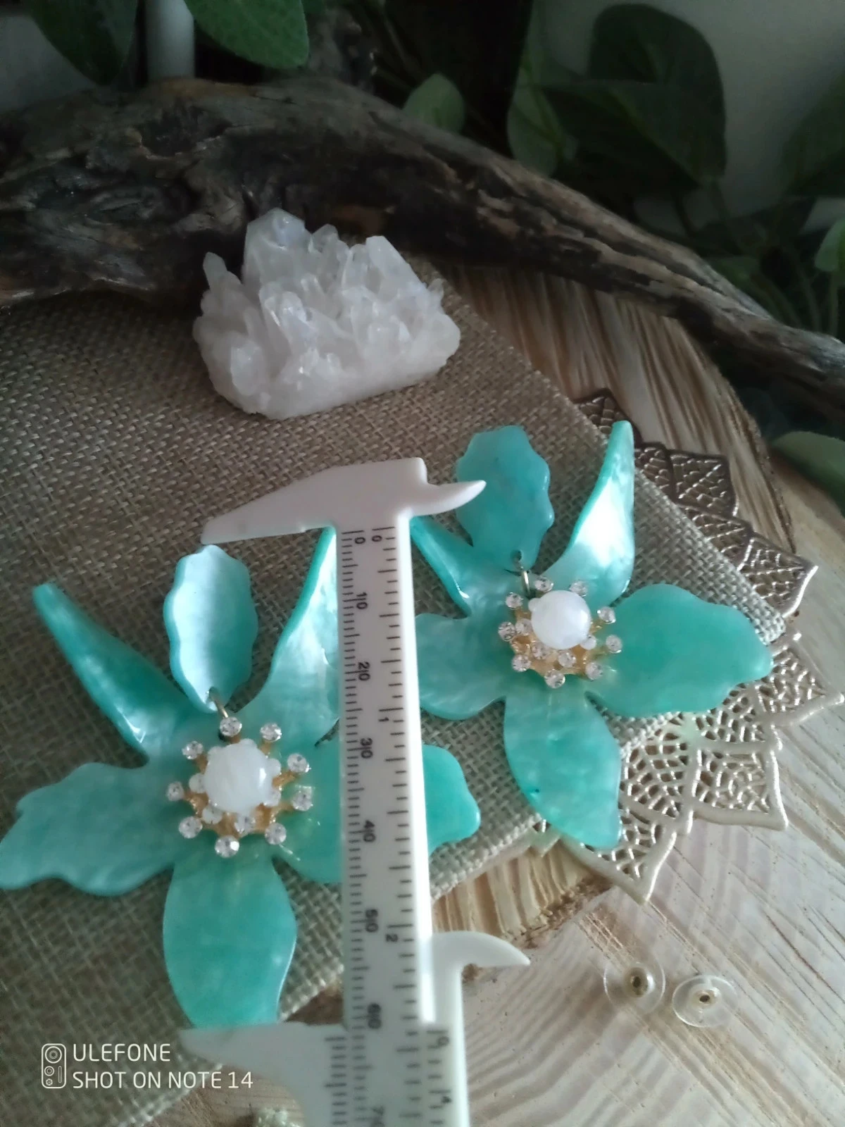Boucles d'oreilles fleurs bleues pierres de lune – photo 2